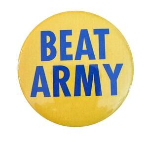 Vintage 3.5 inch  Deadstock New 1980's Beat Army Pin Button Go Navy